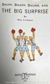 Two (2) Children's Books Snipp, Snapp Snurr by Maj Lindman circa 1940's