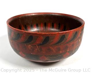 Antique Painted Treen Bowl from Sweden