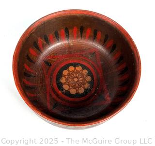 Antique Painted Treen Bowl from Sweden
