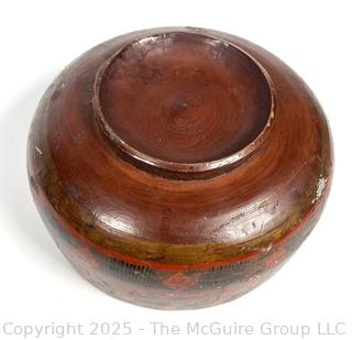 Antique Painted Treen Bowl from Sweden