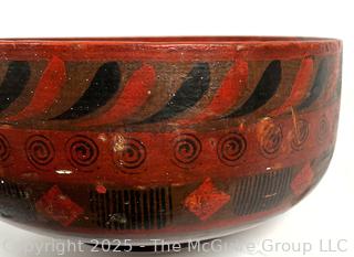 Antique Painted Treen Bowl from Sweden