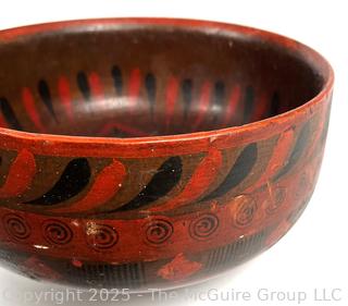 Antique Painted Treen Bowl from Sweden