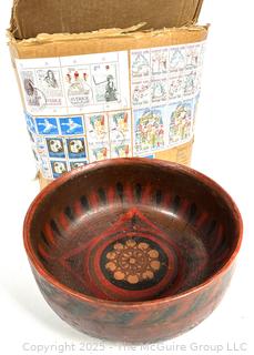 Antique Painted Treen Bowl from Sweden