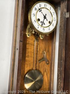 Victorian German Made Junghans Model I-B19 Wall Clock in Working Condition, with Key