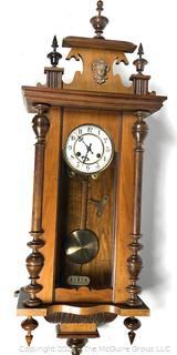 Victorian German Made Junghans Model I-B19 Wall Clock in Working Condition, with Key