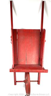 Antique Child Size Red Painted Wheel Barrow Toy Made by Paris Mfg, South Paris,
ME