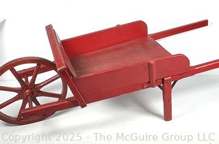 Antique Child Size Red Painted Wheel Barrow Toy Made by Paris Mfg, South Paris,
ME