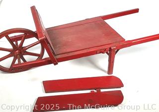 Antique Child Size Red Painted Wheel Barrow Toy Made by Paris Mfg, South Paris,
ME