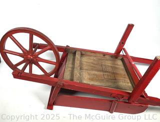 Antique Child Size Red Painted Wheel Barrow Toy Made by Paris Mfg, South Paris,
ME