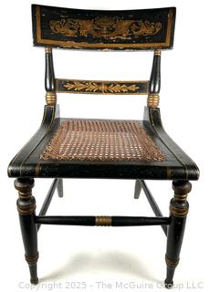 Two (2) Original Ebonized and Gilt Painted Alexandria VA Side Chairs with Restored Cane Seats circa 1835