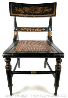 Two (2) Original Ebonized and Gilt Painted Alexandria VA Side Chairs with Restored Cane Seats circa 1835