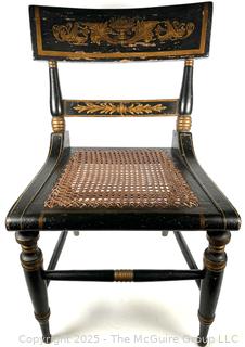 Two (2) Original Ebonized and Gilt Painted Alexandria VA Side Chairs with Restored Cane Seats circa 1835