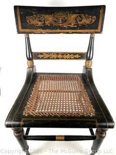 Two (2) Original Ebonized and Gilt Painted Alexandria VA Side Chairs with Restored Cane Seats circa 1835