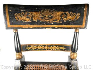 Two (2) Original Ebonized and Gilt Painted Alexandria VA Side Chairs with Restored Cane Seats circa 1835
