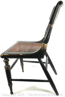 Two (2) Original Ebonized and Gilt Painted Alexandria VA Side Chairs with Restored Cane Seats circa 1835