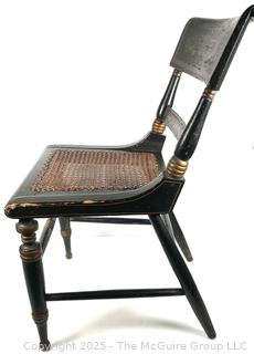 Two (2) Original Ebonized and Gilt Painted Alexandria VA Side Chairs with Restored Cane Seats circa 1835