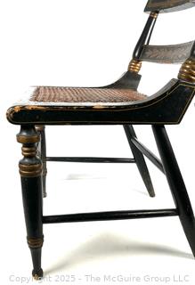Two (2) Original Ebonized and Gilt Painted Alexandria VA Side Chairs with Restored Cane Seats circa 1835