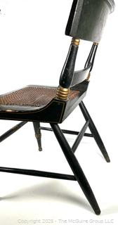 Two (2) Original Ebonized and Gilt Painted Alexandria VA Side Chairs with Restored Cane Seats circa 1835