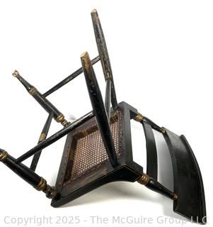 Two (2) Original Ebonized and Gilt Painted Alexandria VA Side Chairs with Restored Cane Seats circa 1835