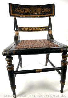 Two (2) Original Ebonized and Gilt Painted Alexandria VA Side Chairs with Restored Cane Seats circa 1835