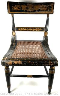 Two (2) Original Ebonized and Gilt Painted Alexandria VA Side Chairs with Restored Cane Seats circa 1835