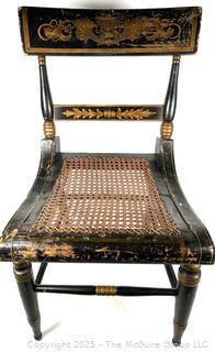 Two (2) Original Ebonized and Gilt Painted Alexandria VA Side Chairs with Restored Cane Seats circa 1835