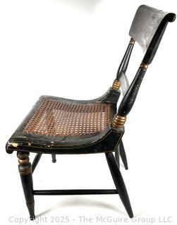 Two (2) Original Ebonized and Gilt Painted Alexandria VA Side Chairs with Restored Cane Seats circa 1835
