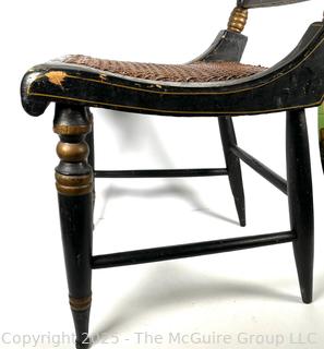 Two (2) Original Ebonized and Gilt Painted Alexandria VA Side Chairs with Restored Cane Seats circa 1835