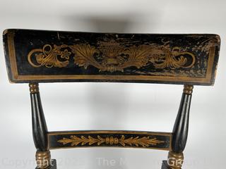 Two (2) Original Ebonized and Gilt Painted Alexandria VA Side Chairs with Restored Cane Seats circa 1835