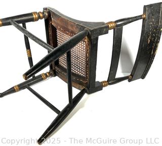 Two (2) Original Ebonized and Gilt Painted Alexandria VA Side Chairs with Restored Cane Seats circa 1835