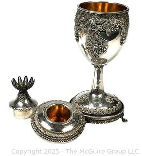 Sterling Silver Filigree Three (3) Piece Havdalah Set.  324 Grames