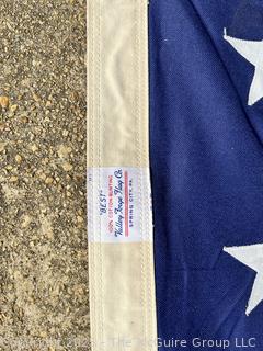 Large Valley Forge Best 100% Cotton Bunting Stitched American Flag. 115" x 58"
