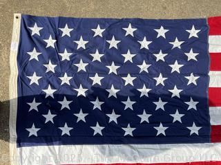 Large Valley Forge Best 100% Cotton Bunting Stitched American Flag. 115" x 58"