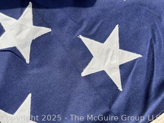 Large Valley Forge Best 100% Cotton Bunting Stitched American Flag. 115" x 58"