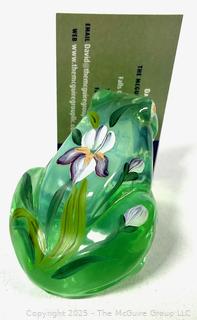 Fenton Green Hand Painted Blown Glass Frog Signed By Artist
