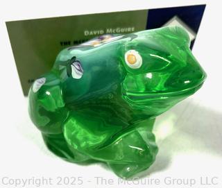 Fenton Green Hand Painted Blown Glass Frog Signed By Artist
