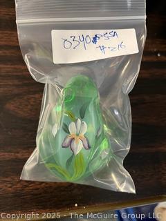 Fenton Green Hand Painted Blown Glass Frog Signed By Artist
