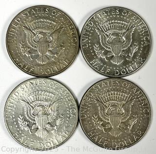 Four (4) Kennedy Half Dollar Coins. All 1966