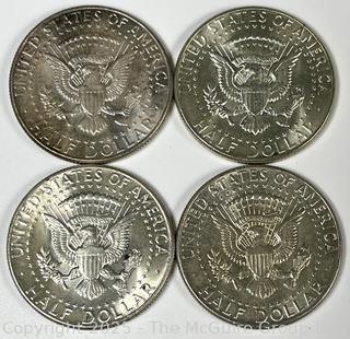 Four (4) Kennedy Half Dollar Coins. All 1964
