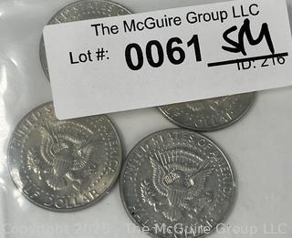 Four (4) Kennedy Half Dollar Coins. All 1966