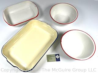 Four (4) Enamel Coated Baking Pans