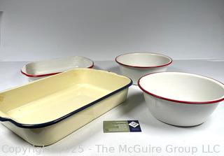 Four (4) Enamel Coated Baking Pans