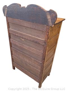 Golden Oak 5 Drawer Highboy with Hat Box Dresser