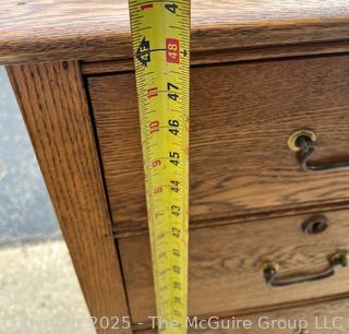 Golden Oak 5 Drawer Highboy with Hat Box Dresser