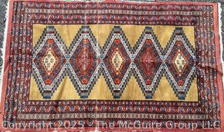 Hand-knotted Geometric Afghan Tribal Baluch Area Rug.  36" x 61"