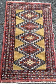 Hand-knotted Geometric Afghan Tribal Baluch Area Rug.  36" x 61"