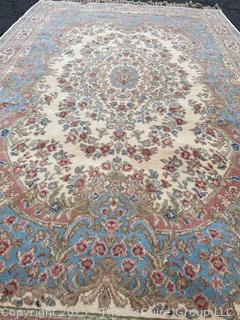 Karastan Kirman Oriental Wool Rug Blue on Beige Ground. 69" x 115"
