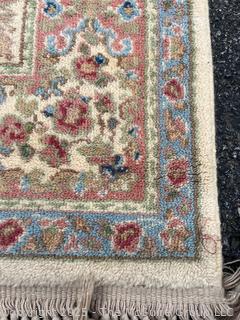 Karastan Kirman Oriental Wool Rug Blue on Beige Ground. 69" x 115"