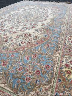 Karastan Kirman Oriental Wool Rug Blue on Beige Ground. 69" x 115"