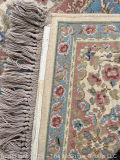 Karastan Kirman Oriental Wool Rug Blue on Beige Ground. 69" x 115"